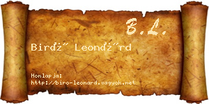 Biró Leonárd névjegykártya